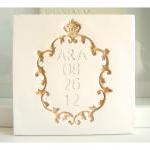 Ceramic wedding card- golde..