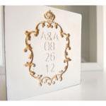 Ceramic wedding card- golde..