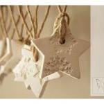 5 snowflake ornaments, whit..