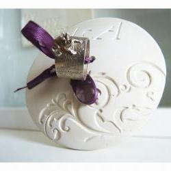 Bear the ring for me - Inside-out French porcelain bowl with initials.